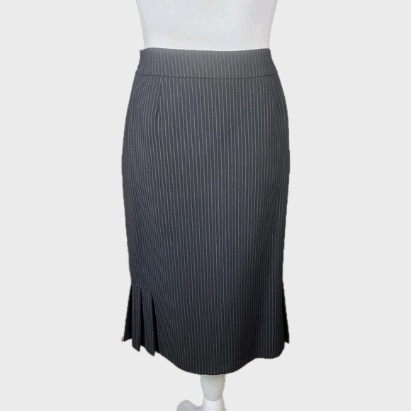 Tahari ASL 2pc Jacket + Skirt Suit Womens 4 Black Pinstripe Pleated Career Exec - Picture 7 of 16